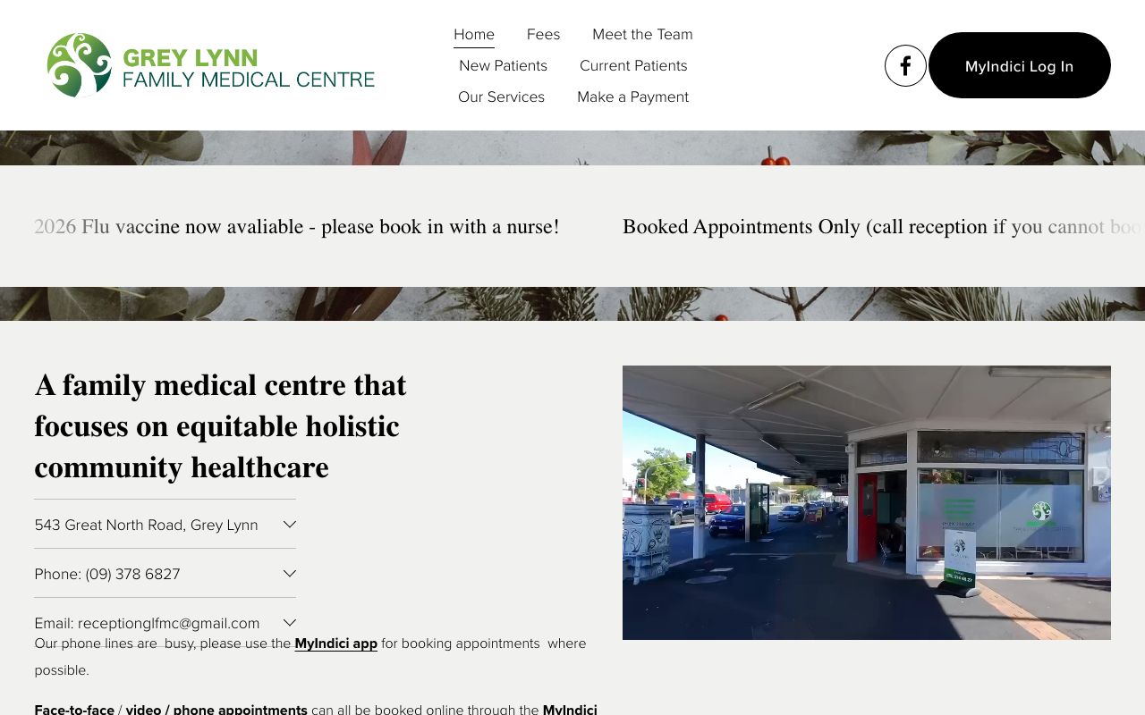 Preview of Grey Lynn Medical Centre's website