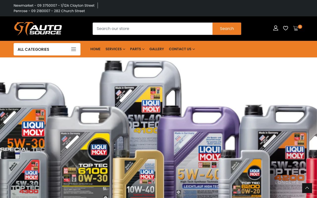 Preview of GT Auto Source's website