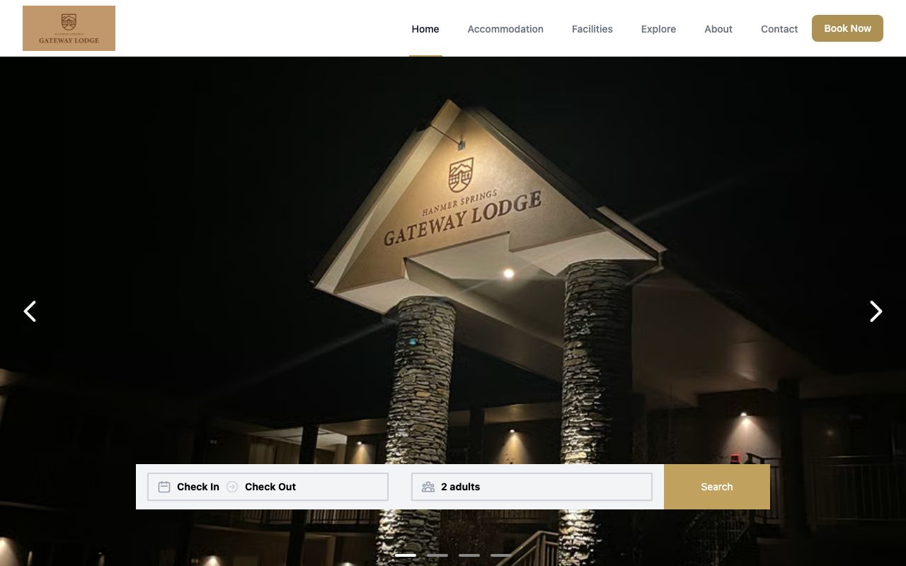Preview of Hanmer Springs Gateway Lodge's website