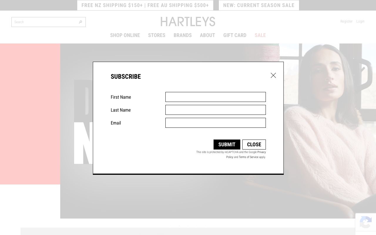 Preview of Hartleys's website