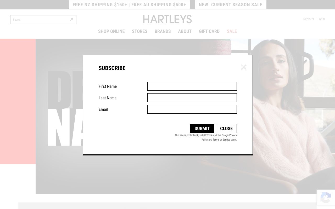 Preview of Hartleys's website