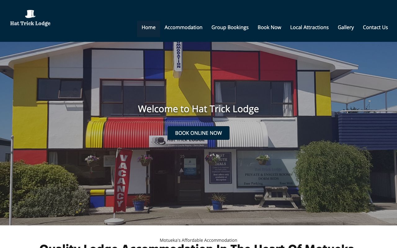 Preview of Hat Trick Lodge's website