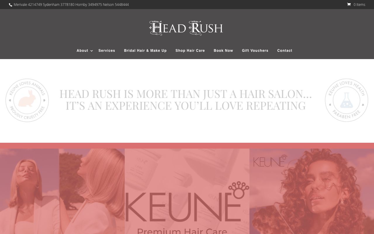 Preview of Head Rush Hair Salon's website