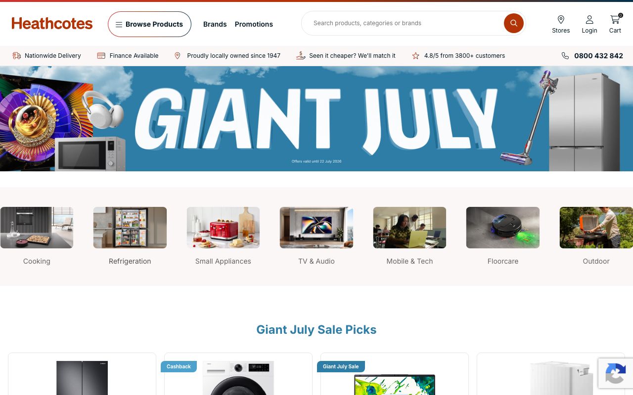 Preview of Heathcote Appliances's website