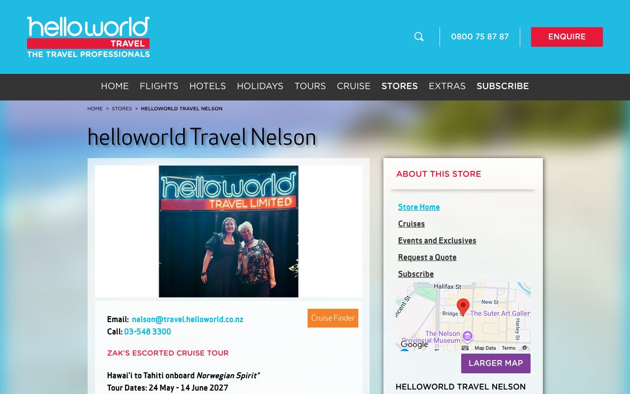 Preview of Helloworld Travel's website