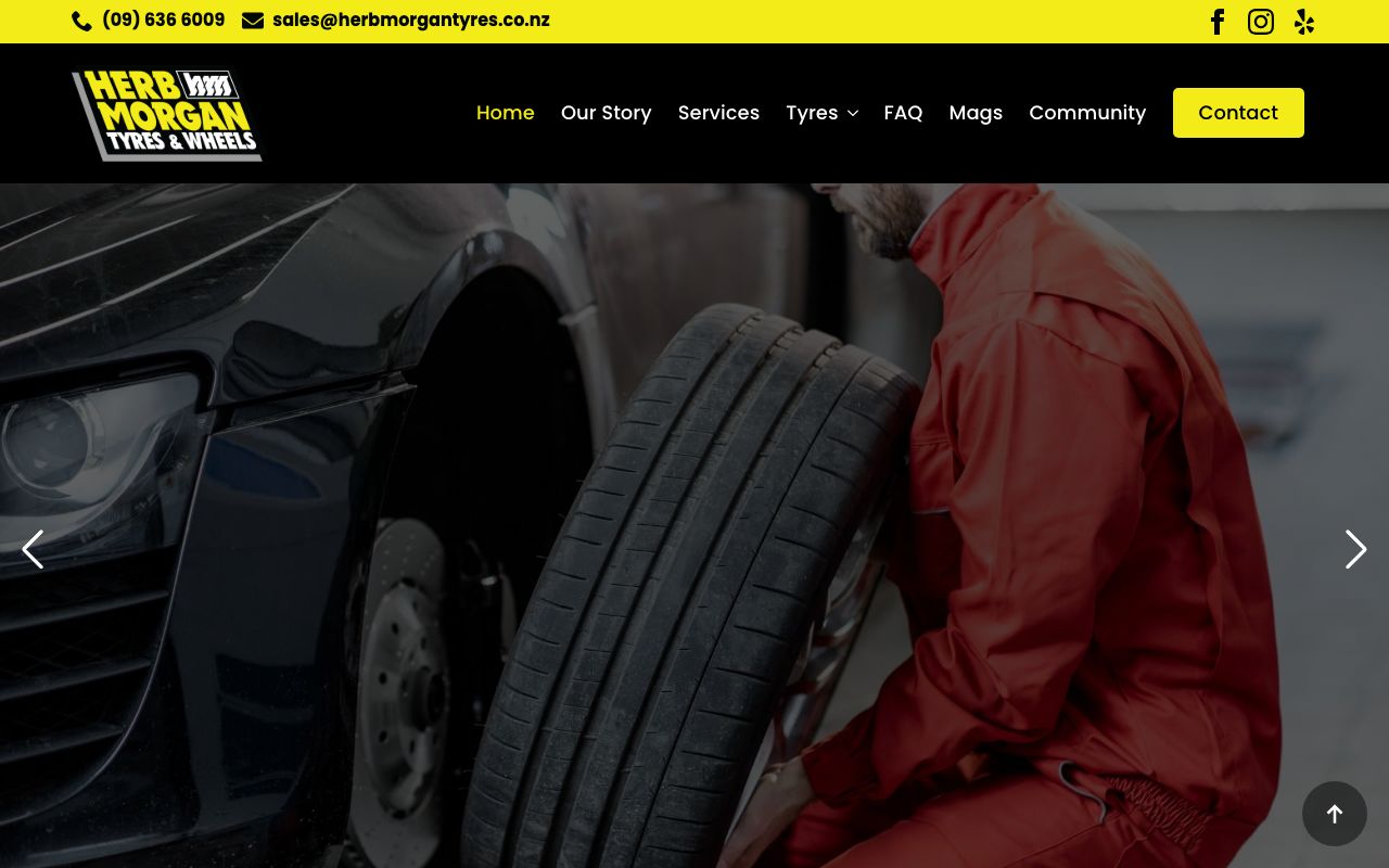 Preview of Herb Morgan tyres & wheel's website