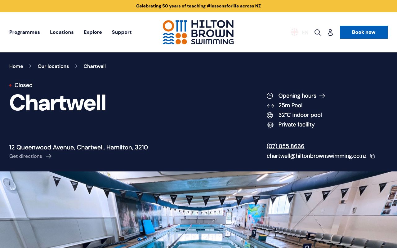Preview of Hilton Brown Swimming's website
