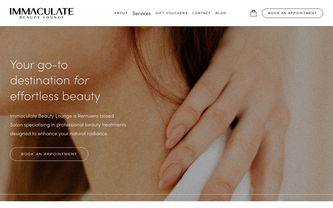 Preview of Immaculate Beauty Lounge's website