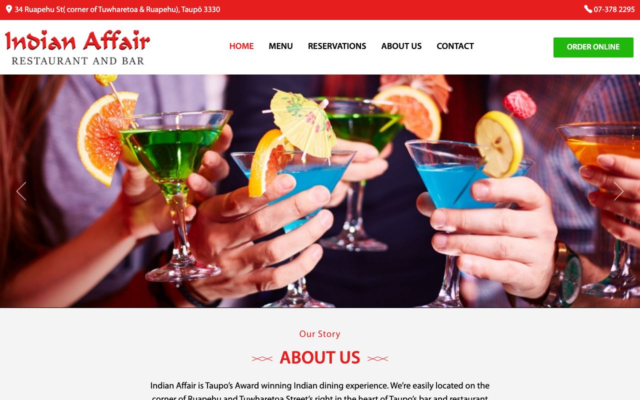 Preview of Indian Affair restaurant and Bar's website