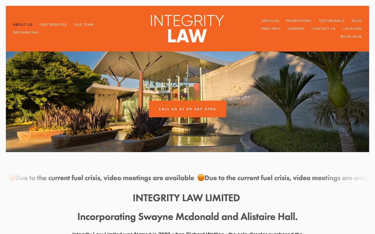 Preview of Integrity Law's website