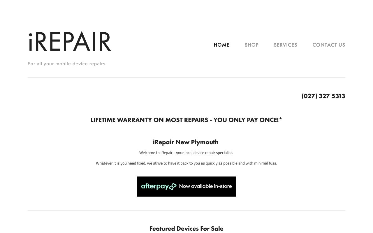Preview of iRepair's website