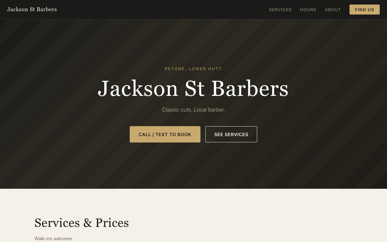 Preview of Jackson St Barbers's website