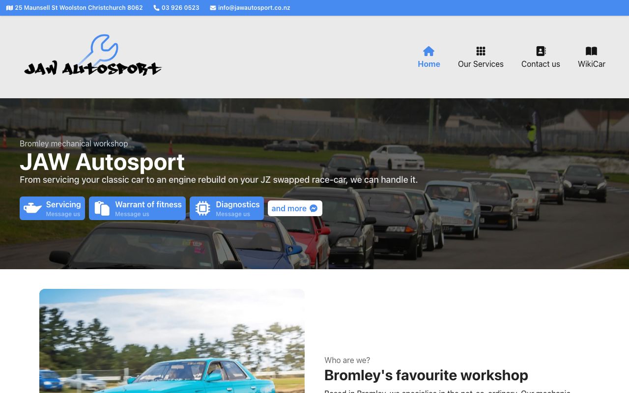 Preview of JAW Autosport's website