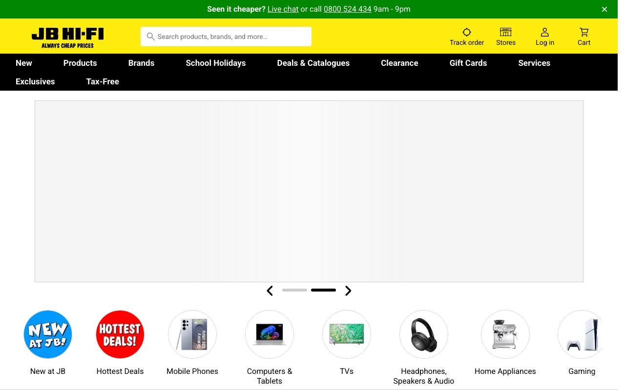 Preview of JB Hi-Fi's website
