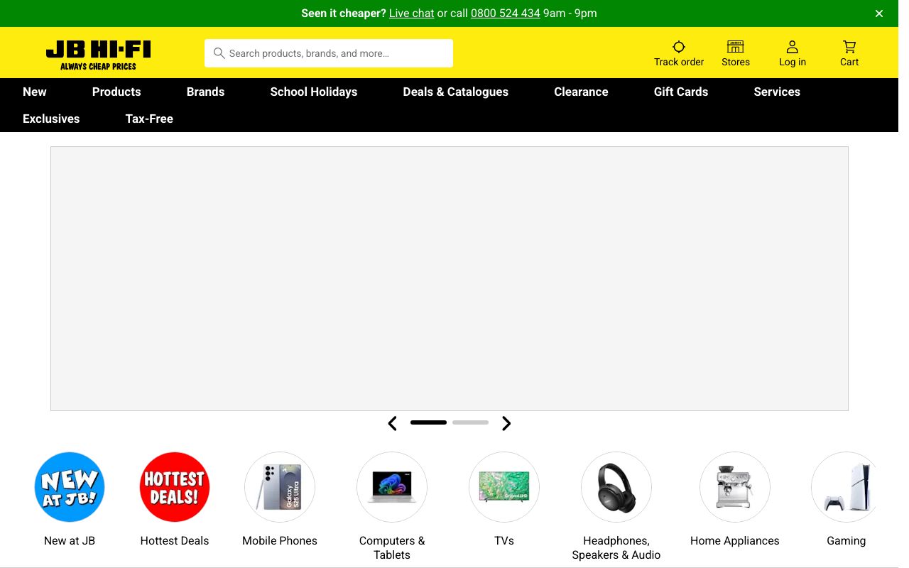 Preview of JB Hi-Fi's website