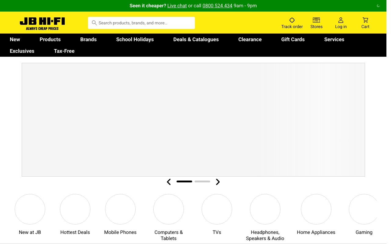Preview of JB Hi-Fi's website