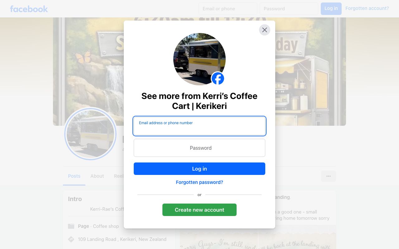 Preview of Kerri's Coffee Cart's website