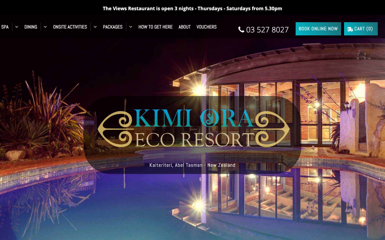 Preview of Kimi Ora Spa Resort's website