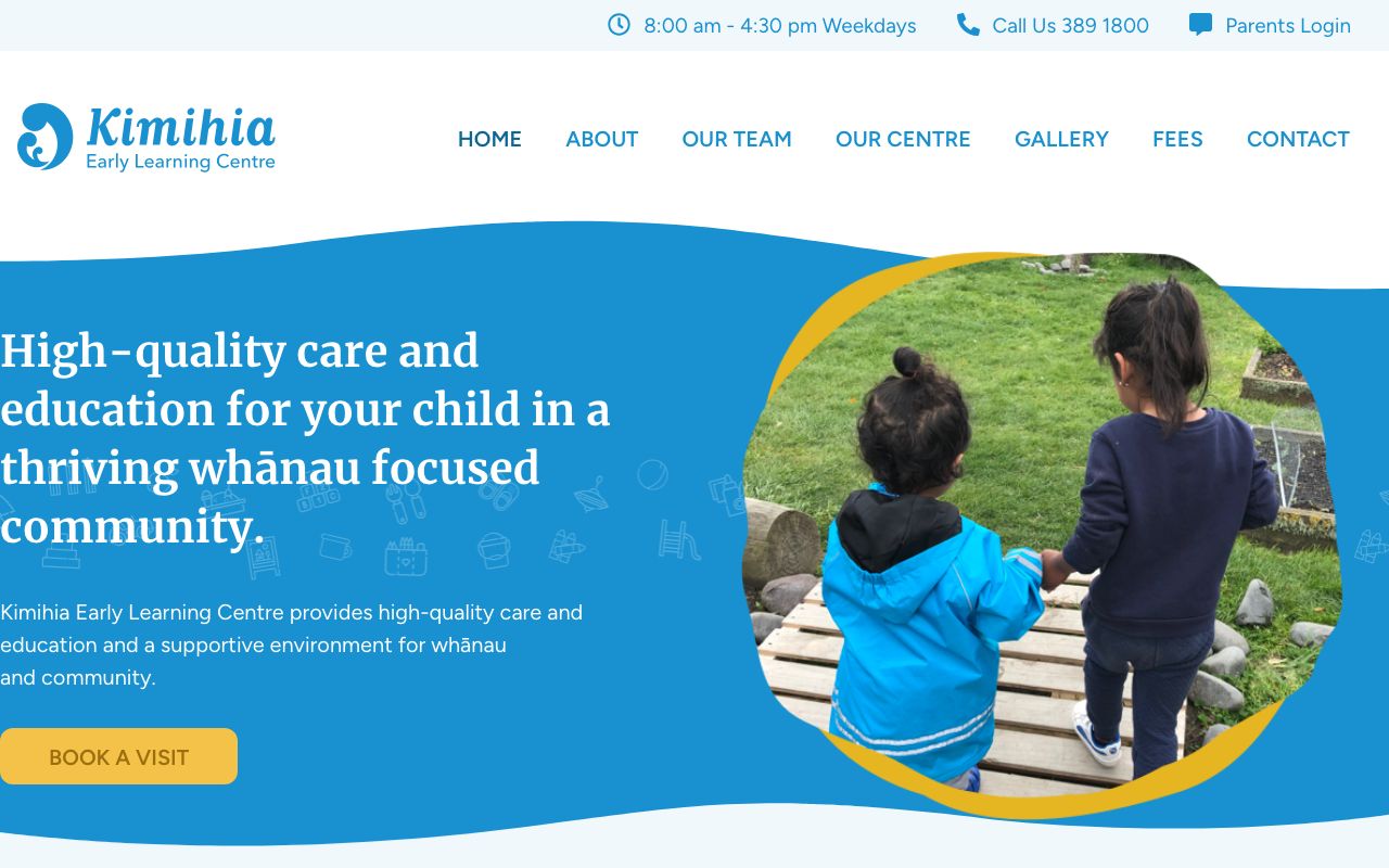 Preview of Kimihia Early Learning Centre's website