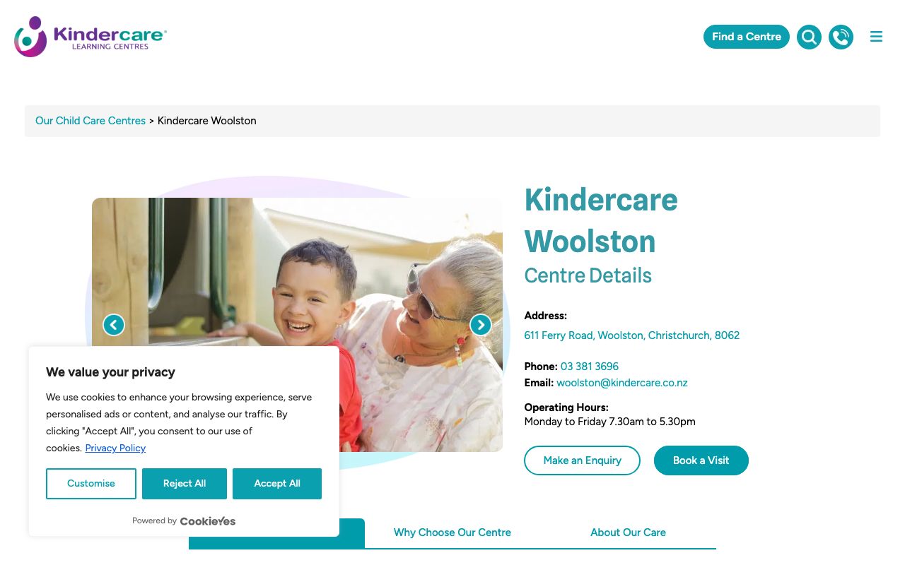 Preview of Kindercare's website
