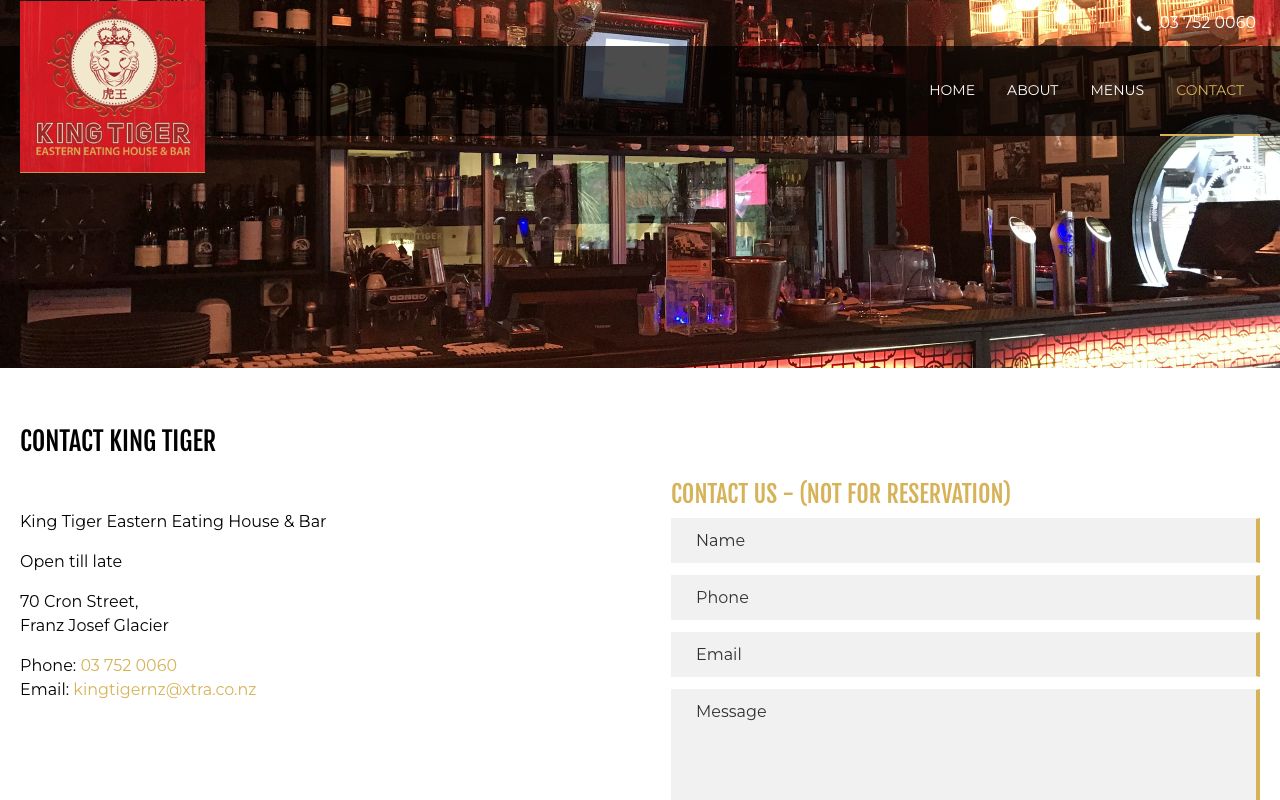 Preview of King Tiger Eastern Eating House & Bar's website