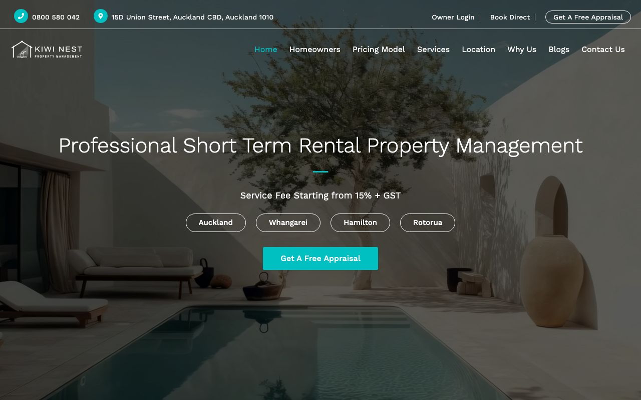 Preview of Kiwi Nest - property management's website