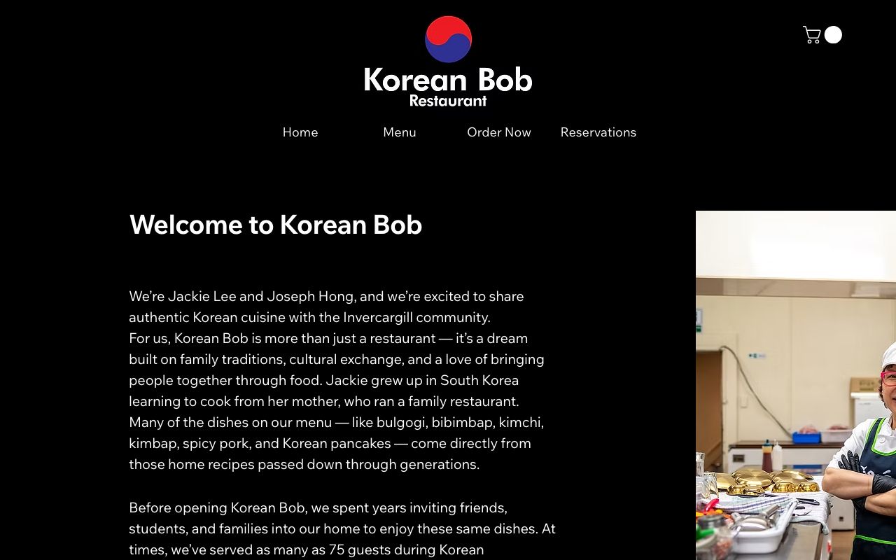 Preview of Korean Bob's website