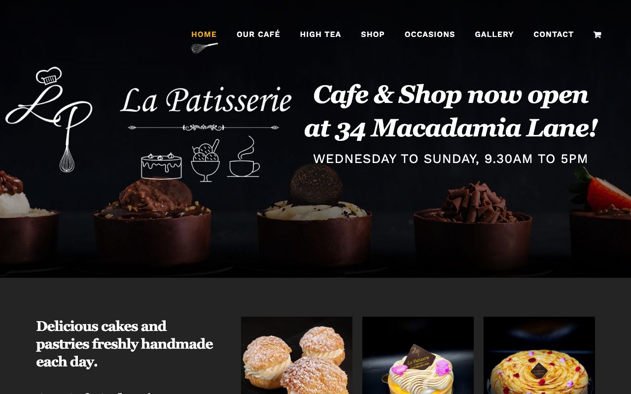 Preview of La Patisserie's website