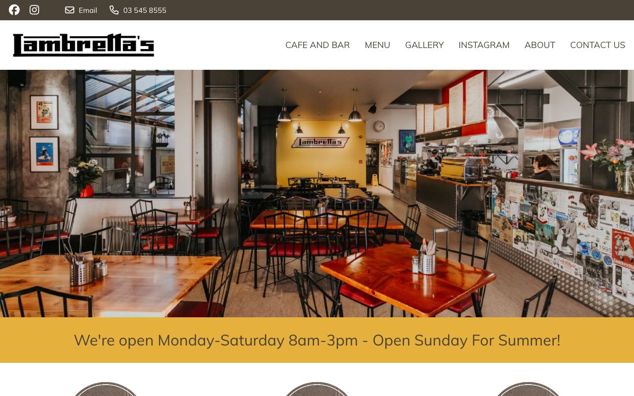 Preview of Lambretta's Cafe's website