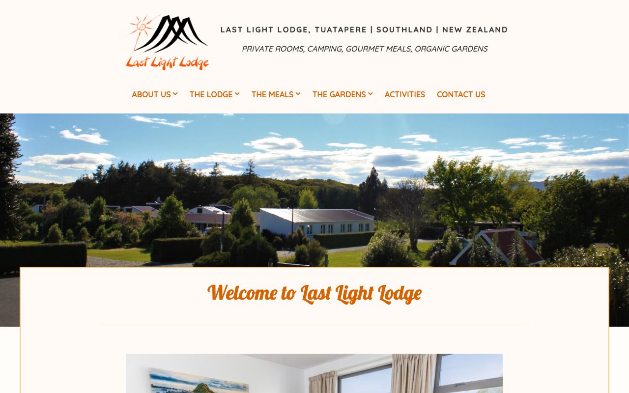 Preview of Last Light Lodge's website