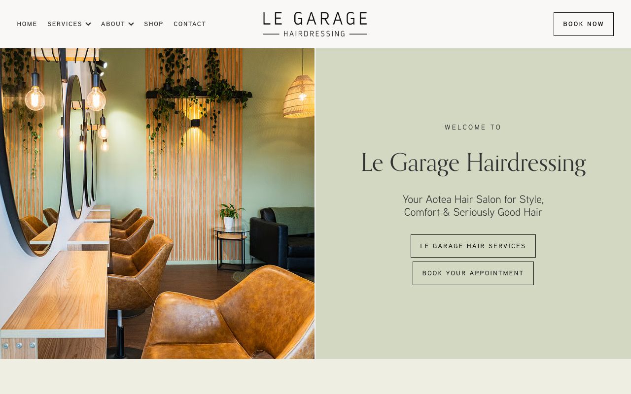 Preview of Le Garage's website
