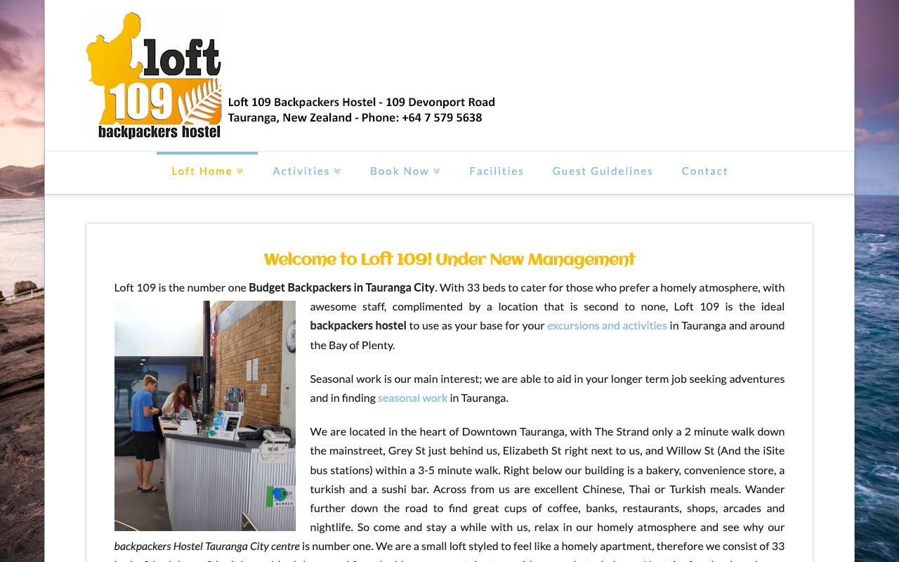 Preview of Loft 109 Backpackers Hostel's website