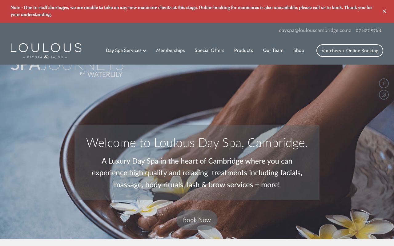 Preview of Loulous Day Spa's website