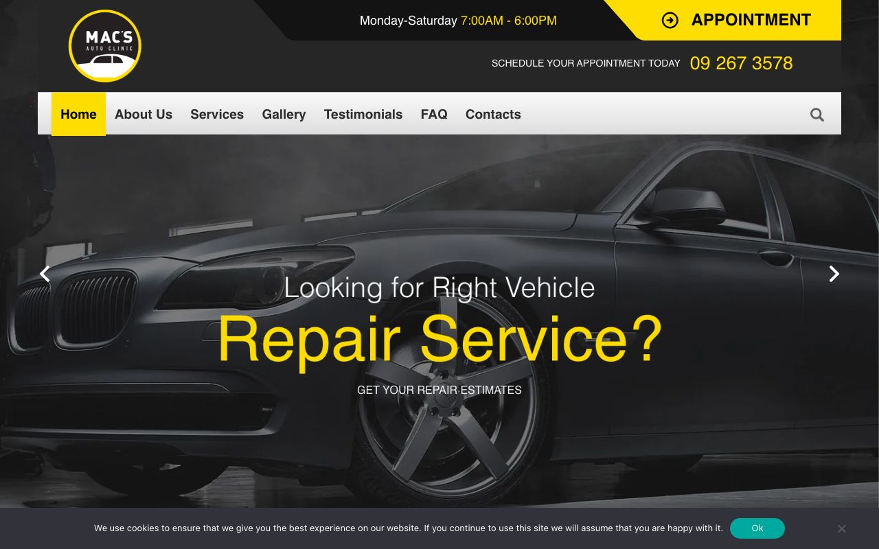 Preview of Mac's Auto Clinic's website