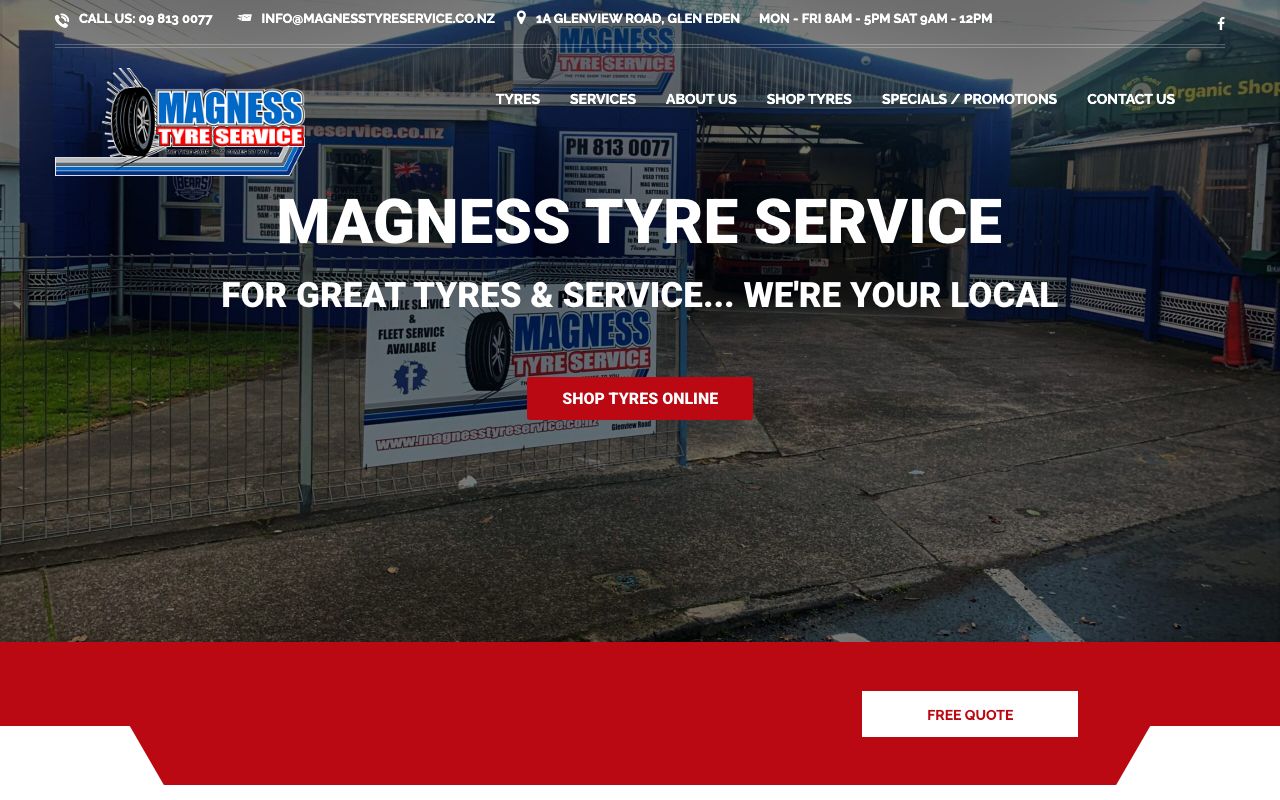 Preview of Magness Tyre Service's website