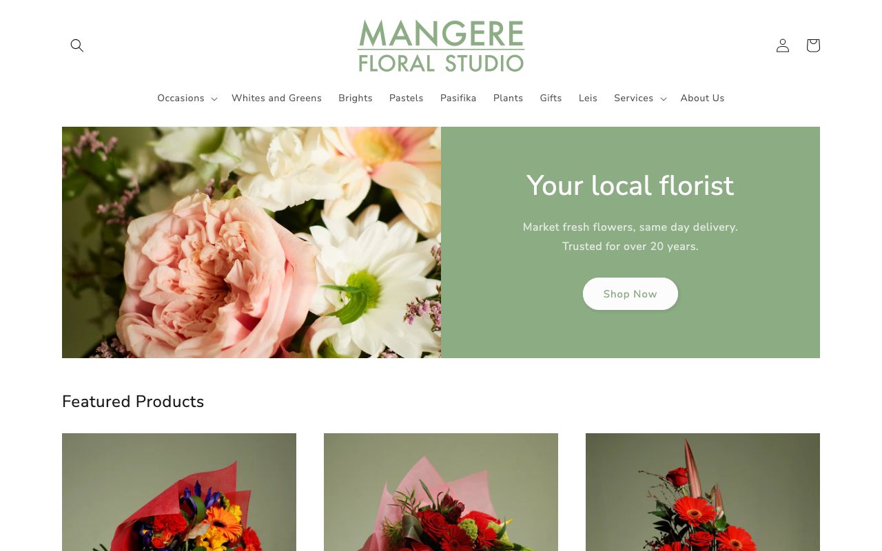 Preview of Mangere Floral Studio's website