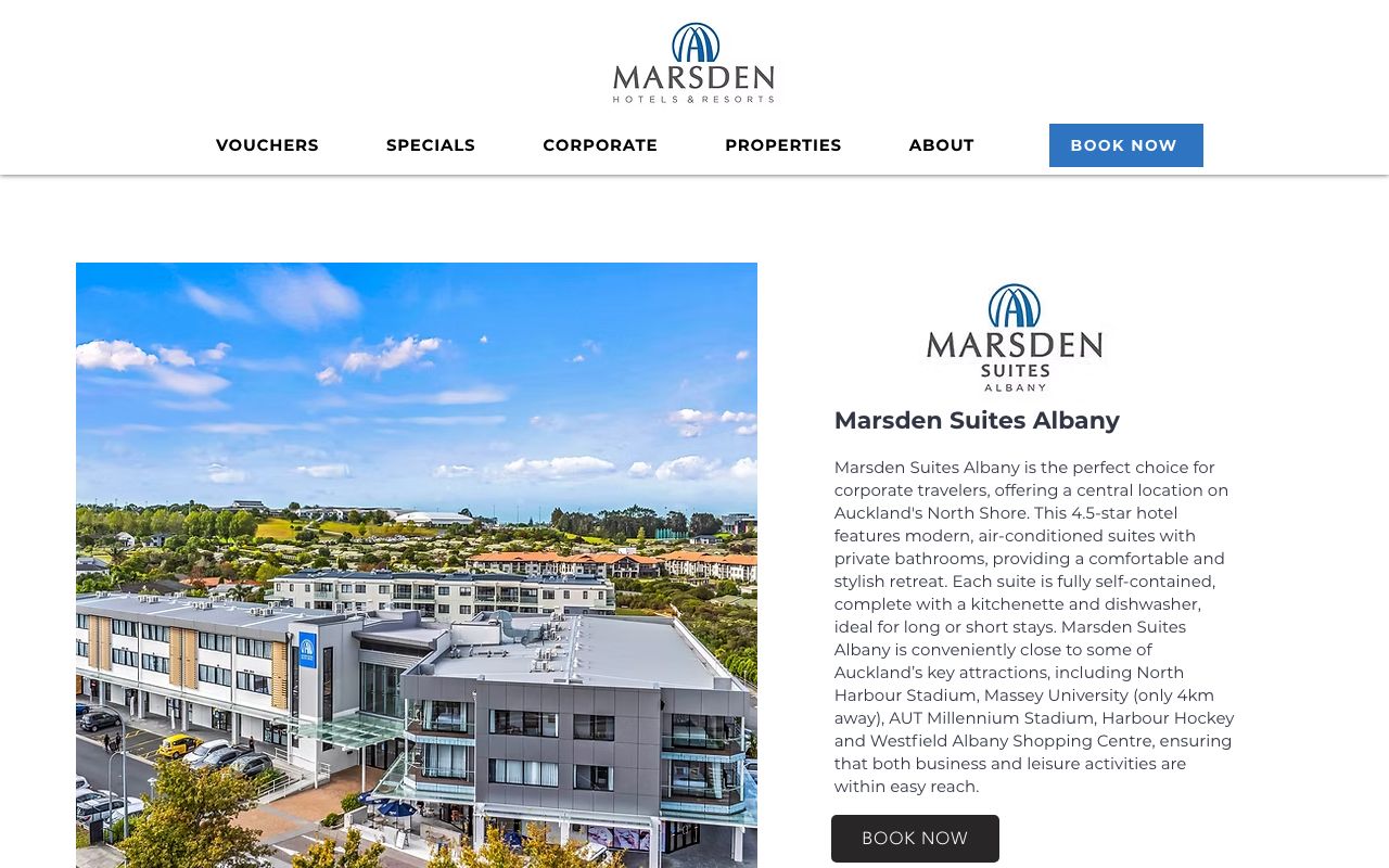 Preview of Marsden Suites Albany's website