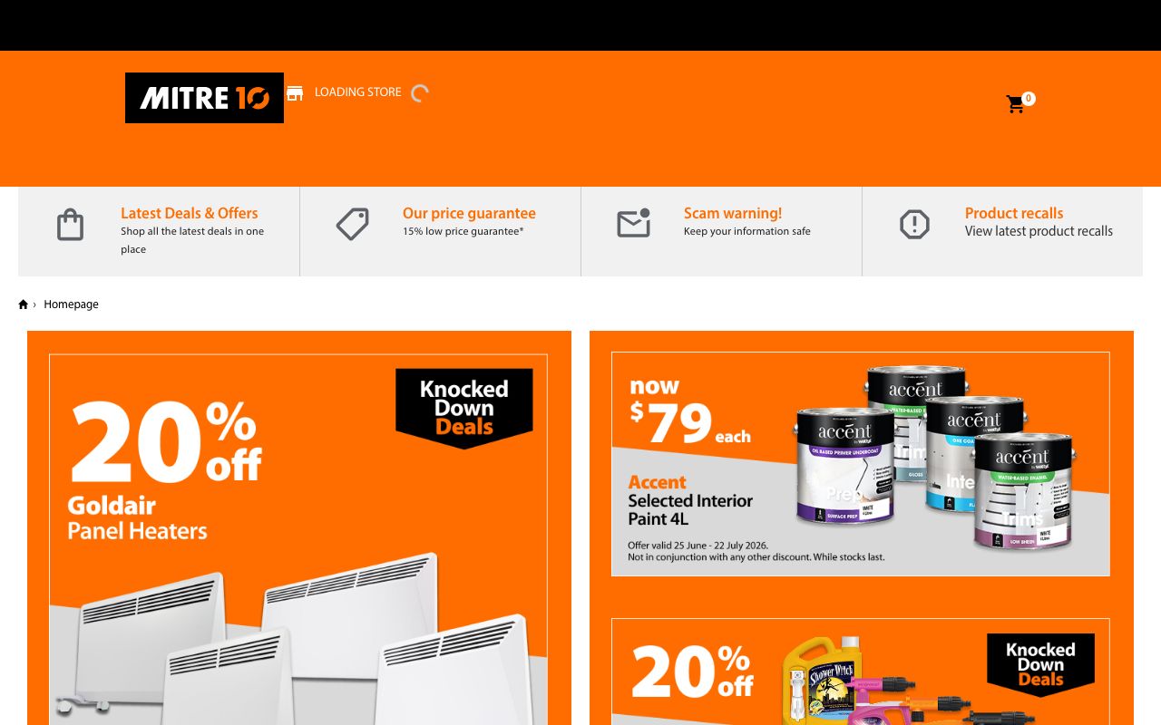 Preview of Martin Mitre 10's website