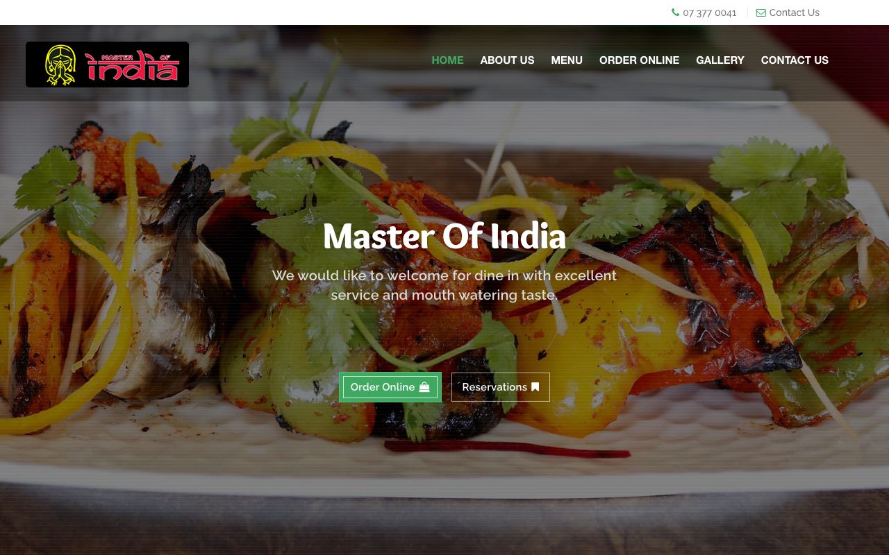 Preview of Master of India's website