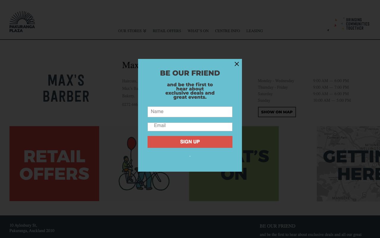 Preview of Max's Barber's website