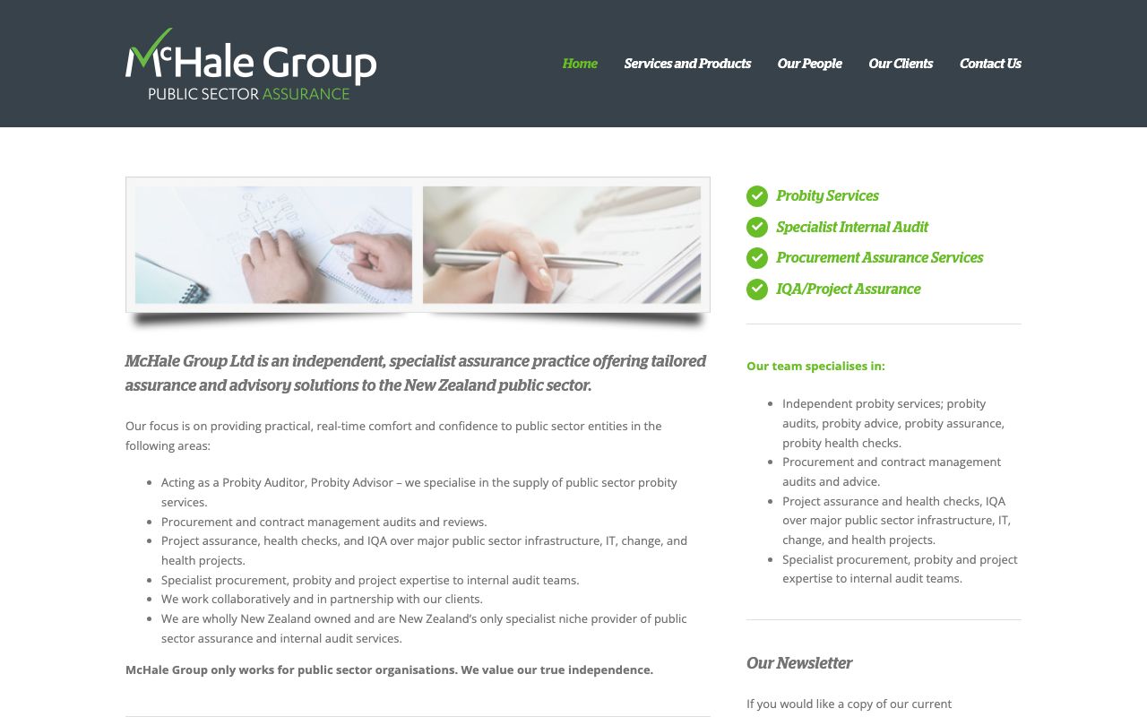 Preview of McHale Group's website