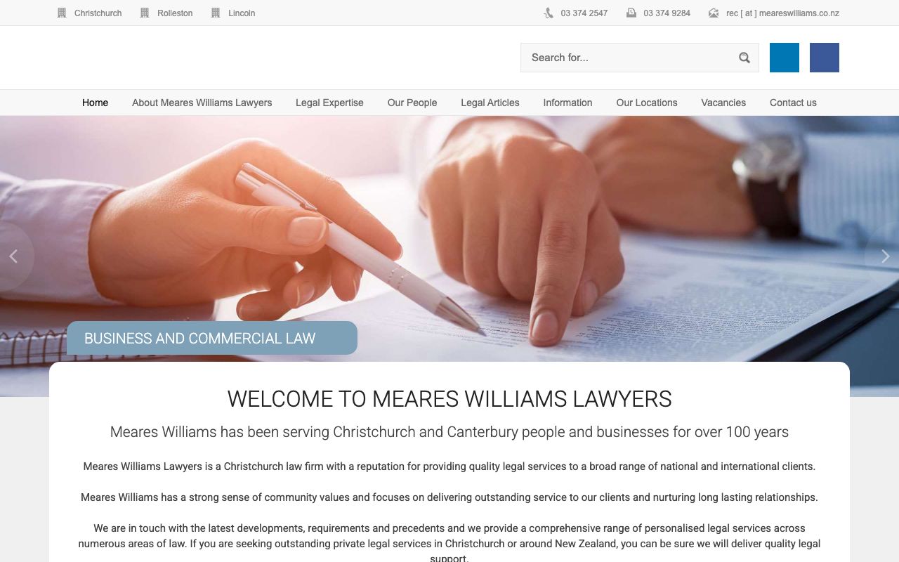 Preview of Meares Williams's website