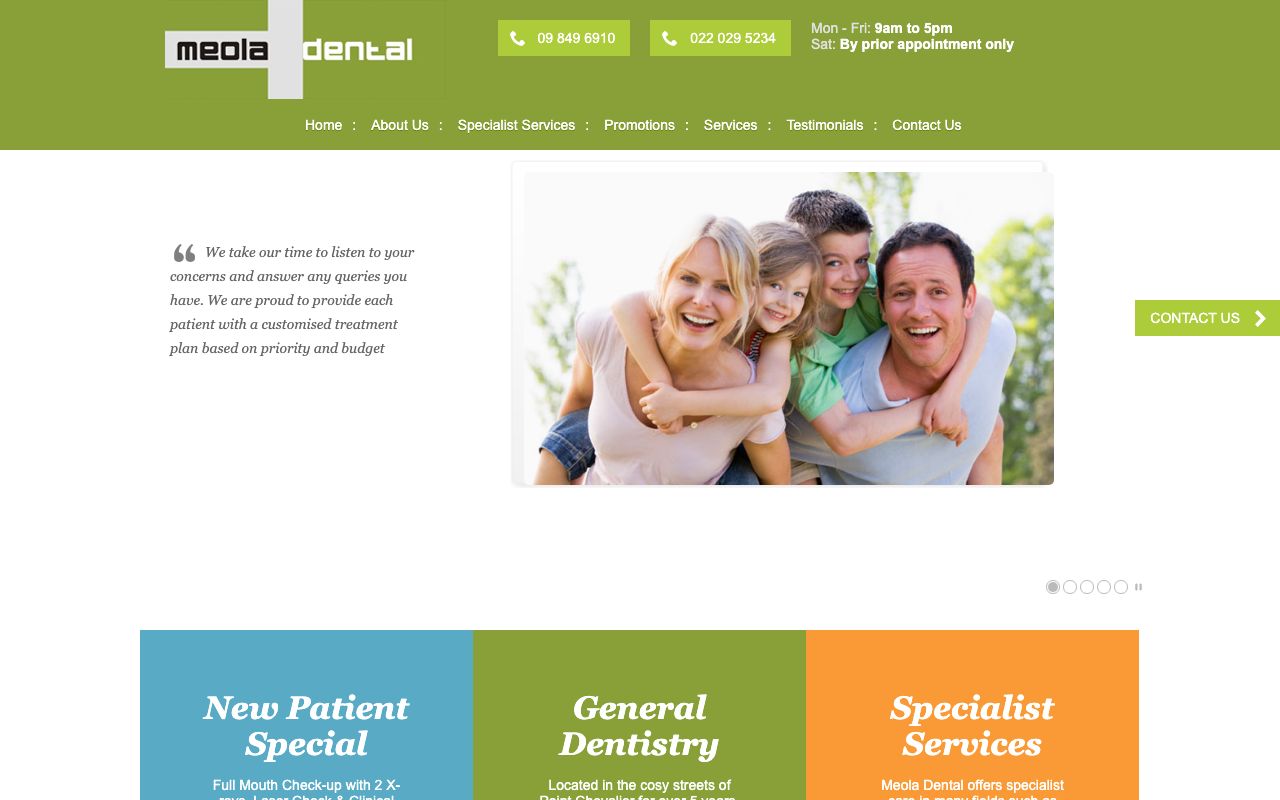Preview of Meola Dental's website
