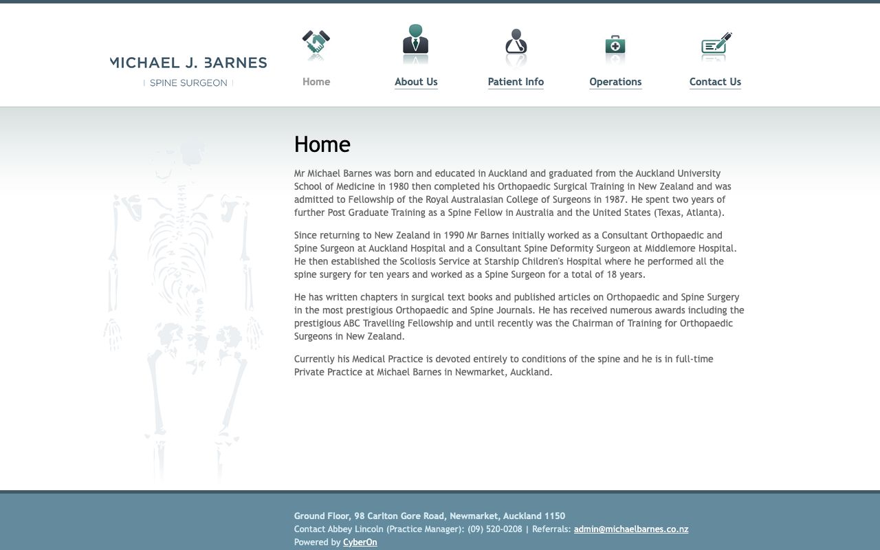 Preview of Michael Barnes Spine Surgeon's website