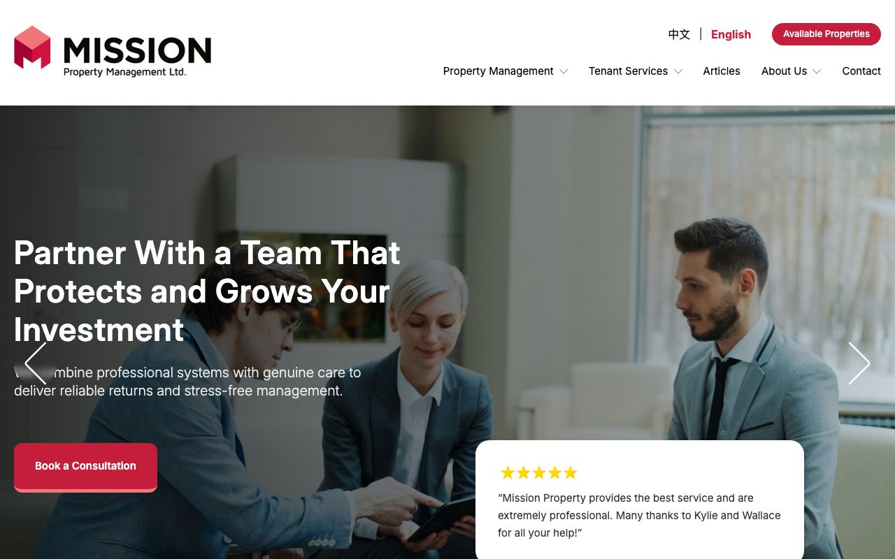 Preview of Mission - property management's website