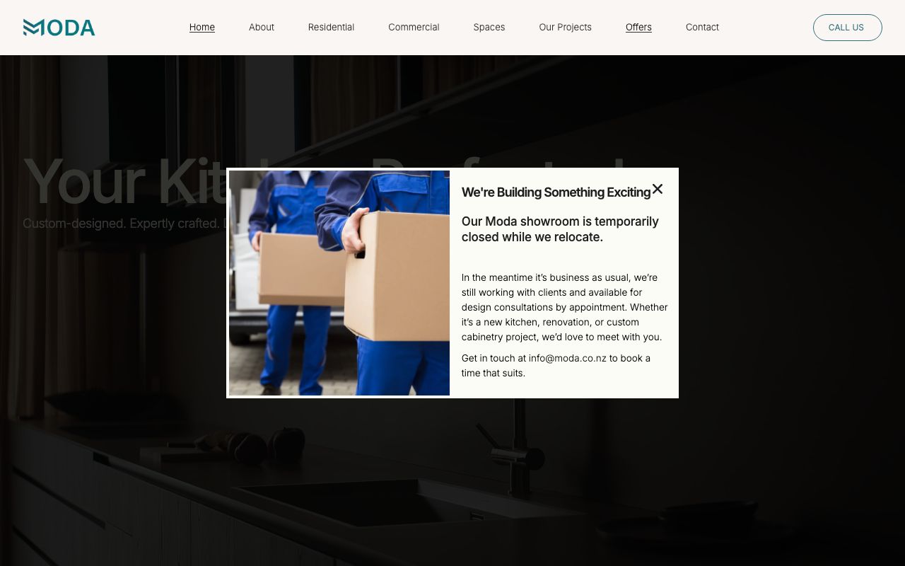Preview of Moda's website