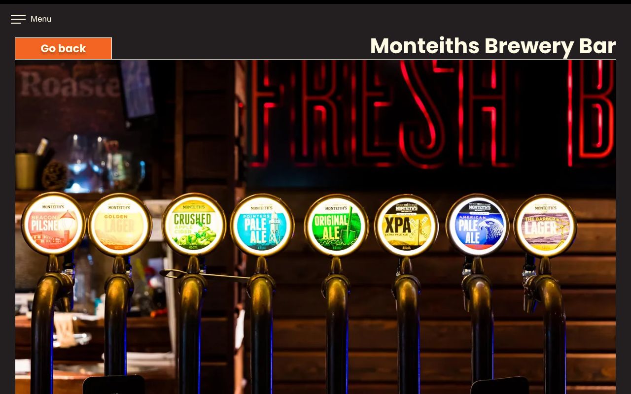 Preview of Monteith's Brewery Bar's website