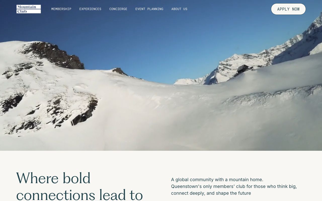 Preview of Mountain Club's website
