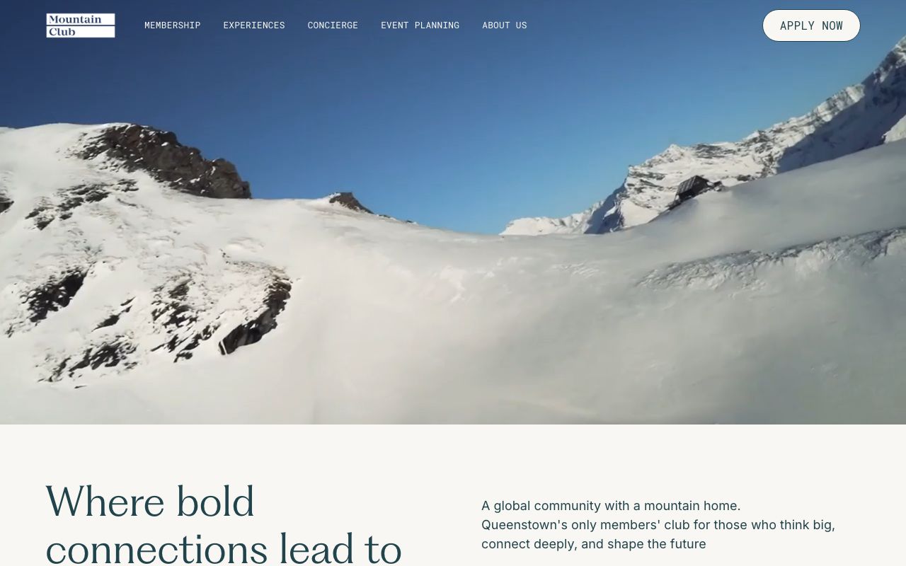 Preview of Mountain Club's website