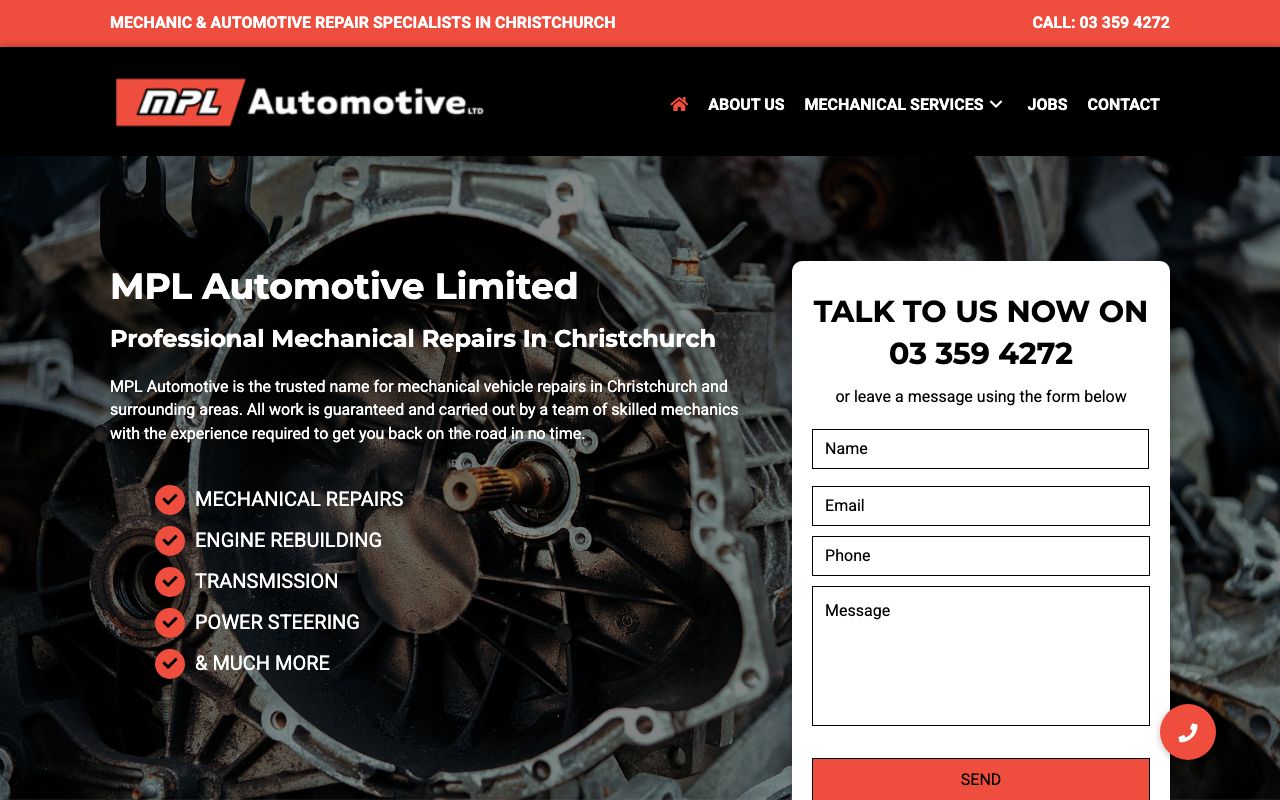 Preview of MPL Automotive's website